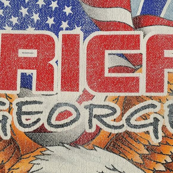 Vintage 2003 Americade Lake George NY Cutoff Denim Button Shirt Medium 22x30 - Picture 3 of 13